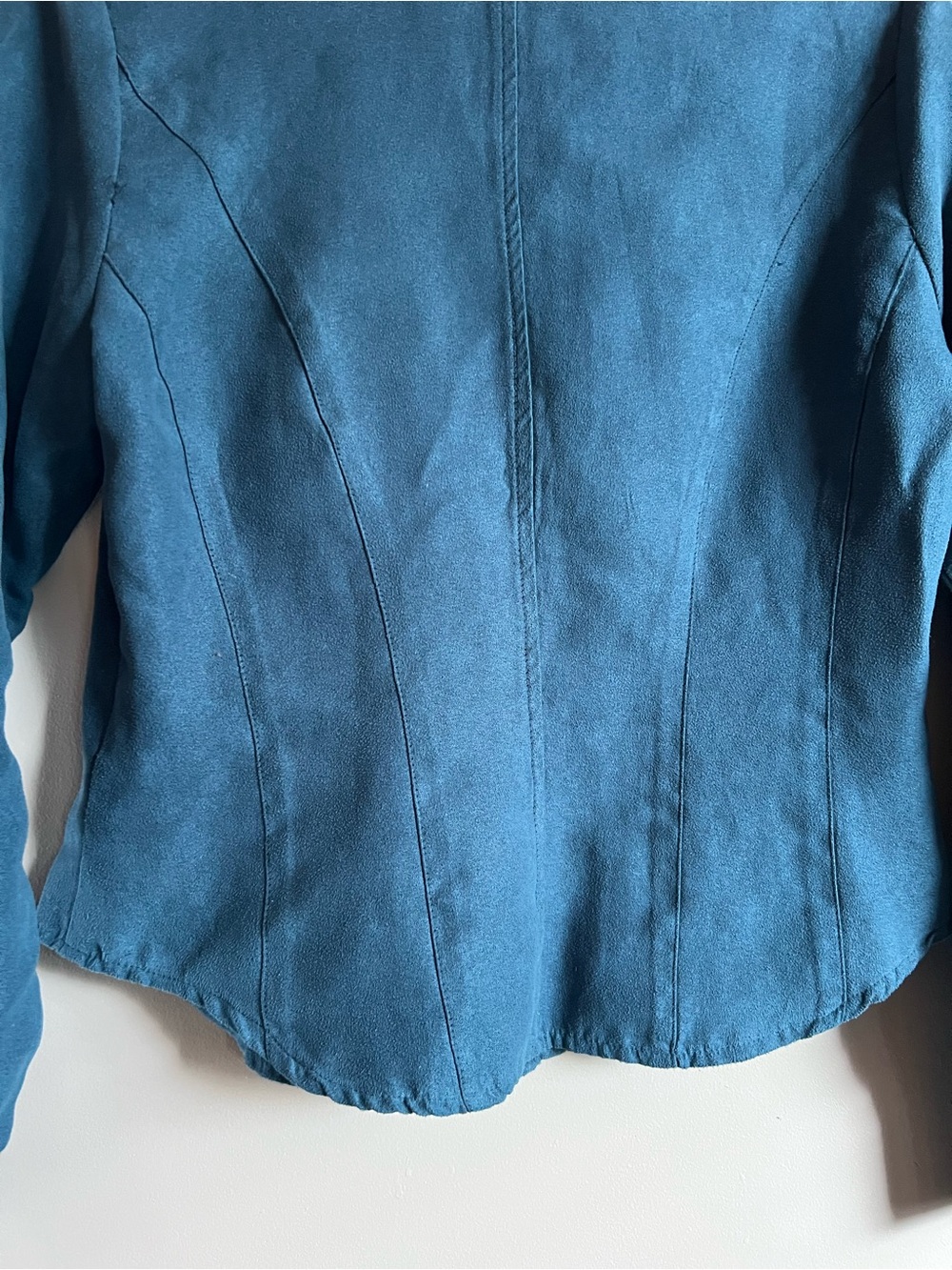 Beechers Brook Teal Faux Suede Button Front Blouse Small Vintage Career Top - Picture 8 of 8